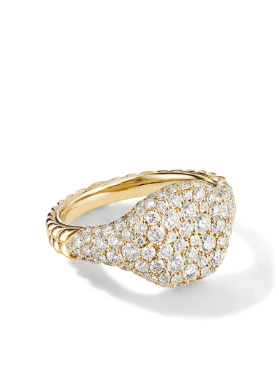 David Yurman 18kt Yellow Gold Chevron Diamond Pinky Ring (10mm) In D88adi