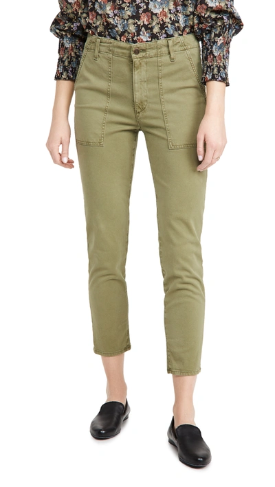 Ag Caden Crop Twill Trousers In Sulfur Green Haven