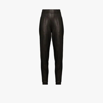 Spanx Faux Leather Track Pants In Black
