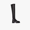 ANN DEMEULEMEESTER BLACK THIGH-HIGH LEATHER BOOTS,201428768409915333025