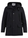 Woolrich Off-centre Buttoned Coat In Black