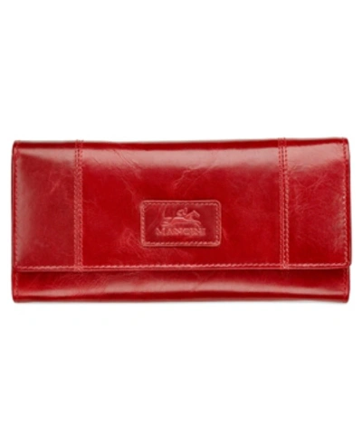 Mancini Casablanca Collection Rfid Secure Ladies Trifold Wing Wallet In Red