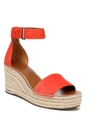 Franco Sarto Clemens Genuine Calf Hair Espadrille Wedge Sandal In Tangelo