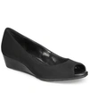 Bandolino Candra3 Womens Patent Leather Dressy Wedge Heels In Black Fabric