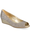 Bandolino Candra Womens Comfort Insole Slip-on Peep-toe Heels In Gold-tone Glamour