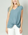 COIN 1804 WOMEN'S V-NECK TWIST FRONT T-SHIRT