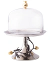 Michael Aram Pomegranate Pastry Dish With Dome In Silver/gold