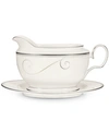 Noritake Dinnerware, Platinum Wave Gravy Boat With Stand