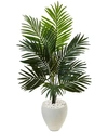 NEARLY NATURAL 4.5' KENTIA PALM ARTIFICIAL TREE IN WHITE OVAL PLANTER