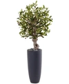 Nearly Natural 3.5' Olive Artificial Tree In Gray Cylinder Planter In Green
