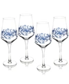 SPODE BLUE ITALIAN WINE GLASSES, SET OF 4
