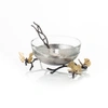 Michael Aram Butterfly Ginkgo 3-piece Glass Nut Dish, Stainless Steel Nut Dish & Spoon Set In Silver
