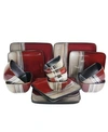 Elama Downtown Loft 16 Piece Double Bowl Stoneware Dinnerware Set In Red