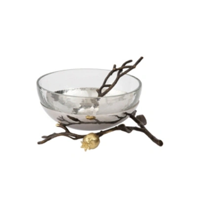 Michael Aram Pomegranate Glass Bowl With Spoon In White
