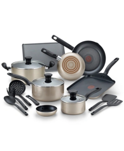 T-fal Culinaire 16-pc. Nonstick Aluminum Cookware Set In Champagne