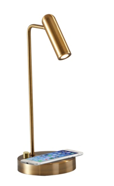 Adesso Kaye Wireless Charging Led Desk Lamp In Antique Bronze