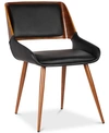 ARMEN LIVING PANDA MID-CENTURY DINING CHAIR IN WALNUT FINISH AND BROWN FABRIC