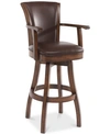 ARMEN LIVING RALEIGH ARM 26" COUNTER HEIGHT SWIVEL WOOD BARSTOOL IN CHESTNUT FINISH AND KAHLUA FAUX LEATHER