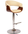 ARMEN LIVING PARIS SWIVEL BARSTOOL IN CREAM PU/ WALNUT VENEER AND CHROME BASE