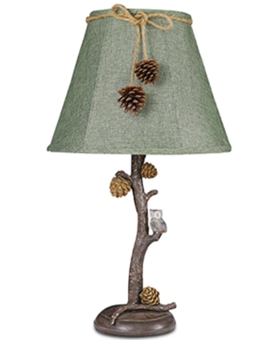 Ahs Lighting Pine Branch With Owl Accent Lamp In Medium Brown