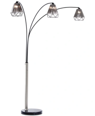 Nova Lighting Polygon 3-light Arc Floor Lamp In Silver