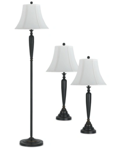 Cal Lighting Silver Set Of 3 Lamps, 2 Table Lamps & 1 Floor Lamp In Dark Bronze