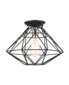 Shop Livex Geometric 1 Light Flush Mount In Black