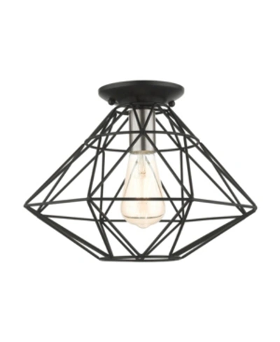 Livex Geometric 1 Light Flush Mount In Black