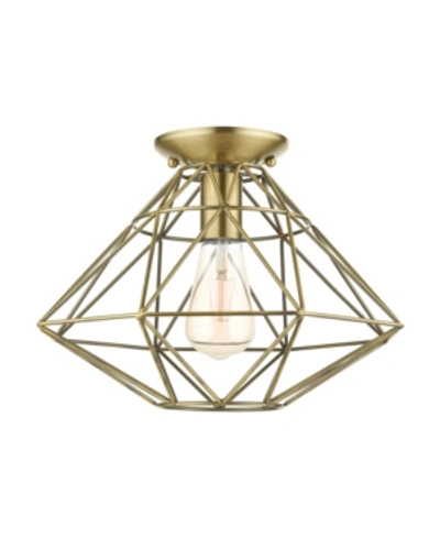 Livex Geometric 1 Light Flush Mount In Gold-tone