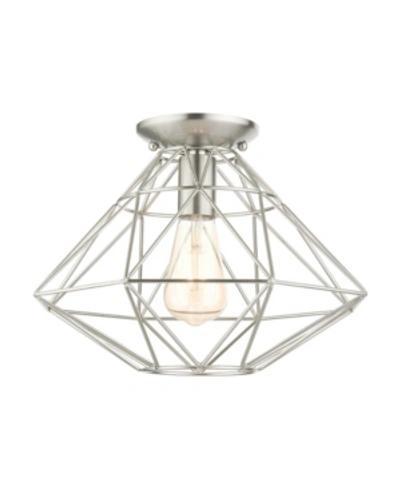 Livex Geometric 1 Light Flush Mount In Silver-tone