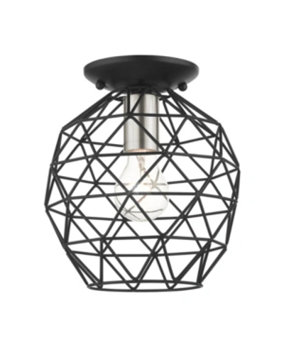 Livex Geometric 1 Light Flush Mount In Black