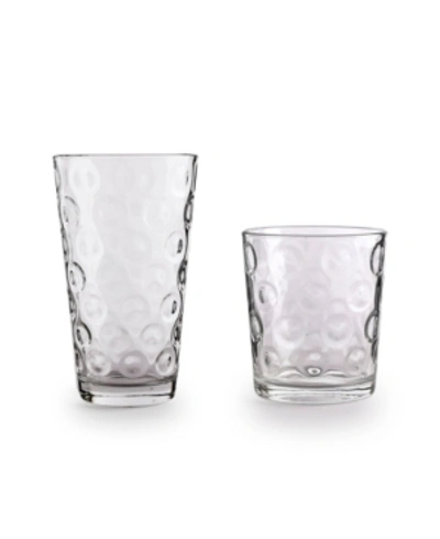 Circle Glass Double Circle Entertaining Glasses, Set Of 16 In Clear
