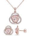 Macy's Morganite (2-7/8 Ct. T.w.) And Diamond (1/5 Ct. T.w.) Trillium 2-piece Earrings And Necklace Set In In Morganite