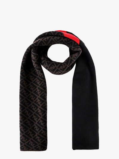 Fendi Wool Monogram Scarf In Brown