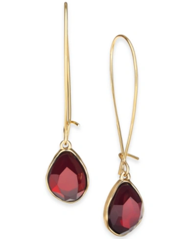 Style & Co Stone Linear Drop Earrings, Created For Macy's In Clear Red