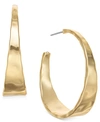 Style & Co Silver-tone Hammered Medium Hoop Earrings 1.5", Exclusively At Macy's In Gold