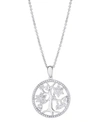 Macy's Cubic Zirconia Tree Of Life Pendant Necklace In Silver Plate In Silver