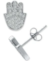 Giani Bernini Cubic Zirconia Hamsa Hand Stud Earrings In Sterling Silver, Created For Macy's In Silver