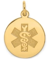 MACY'S MEDICAL INFO DISC CHARM PENDANT IN 14K GOLD