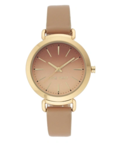 Nine West Women's Gold-tone And Tan Strap Watch, 36mm