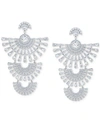 SWAROVSKI SILVER-TONE CRYSTAL TRIPLE DROP EARRINGS