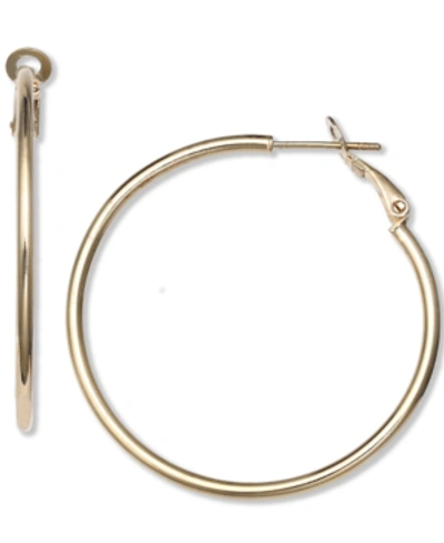 Giani Bernini Medium Tube Hoop Earrings In 18k Gold-plated Sterling Silver, 1.57", Created For Macy's In Gold Over Silver