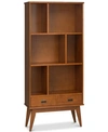 Simpli Home Ednie Wide Bookcase In Teak Brown