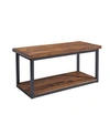 ALATERRE FURNITURE CLAREMONT RUSTIC WOOD BENCH WITH LOW SHELF