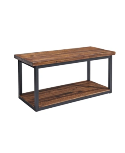 Alaterre Furniture Claremont Rustic Wood Bench With Low Shelf In Brown