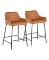 Lumisource Daniella Industrial Counter Stool In Black Metal And Espresso Faux Leather By  In Camel