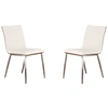 Armen Living Cafe Brushed Stainless Steel Dining Chair In Gray Artificial Leather With Walnut Back In White