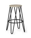 Simpli Home Simeon 30" Metal Bar Stool With Wood Seat In Gray