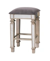 STYLECRAFT STYLECRAFT MIRRORED UPHOLSTERED SQUARE STOOL