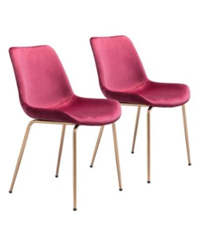 Zuo Modern Set Of 2 Tony Dining Chairs In Red